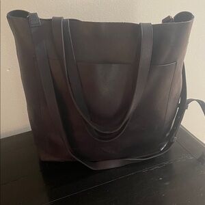 Madewell Dark Blue Leather Tote Bag